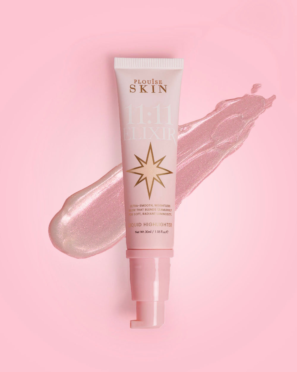 P.Louise 11:11 Elixir Iridiscent roz lichid Highlighter Turkish Delight Swatch