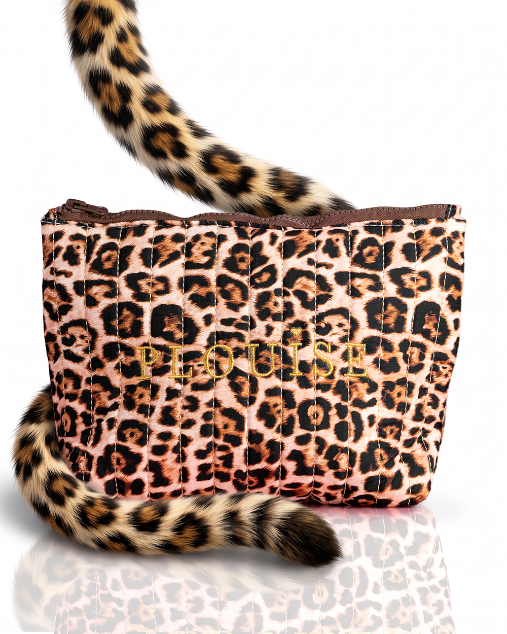 Geanta de machiaj brodata cu imprimeu leopard Ghepard Soft Savage