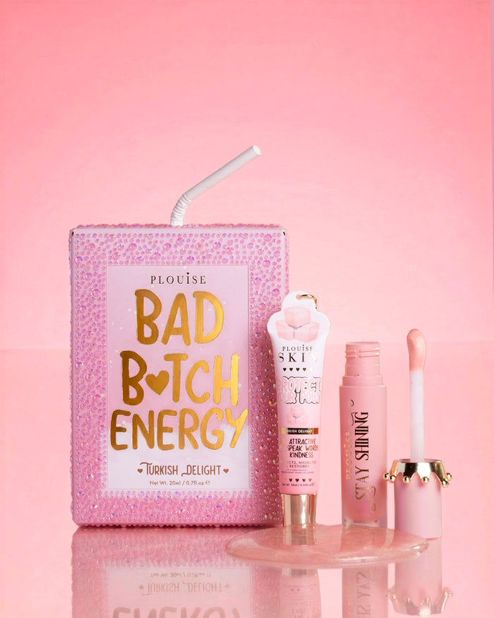 Pink P.Louise cristal sclipici bad bitch energy duo de buze în șerbet curcubeu, cu ulei de buze lucios și balsam de buze