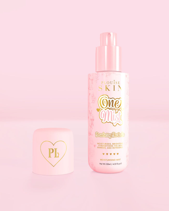 Sticlă roz de One Mist Moisturizing Mist cu parfum de prăjitură de căpșuni