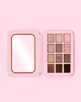 Pink P.Louise Hop To The Top eyeshadow palette with matte and shimmer shades in pink and nude