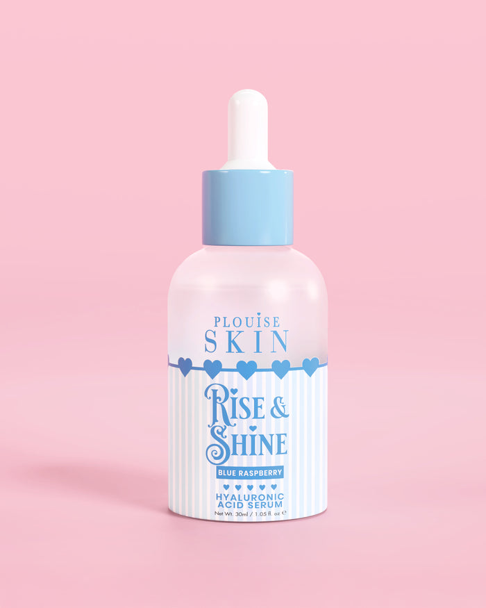 Flacon albastru și alb de Ser hialuronic Plouise Rise and Shine în zmeură albastră