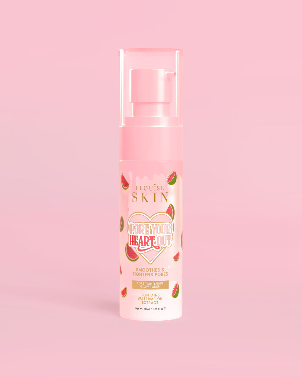 P. Louise Pore Your Heart Out Watermelon Pore Tightening Toner cu design pepene verde pe fundal roz